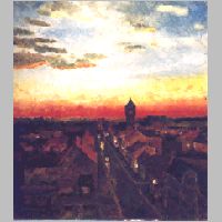 Sonnenaufgang mit Wasserturm